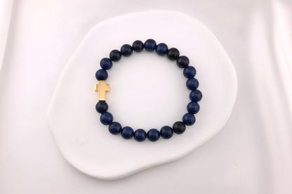 Stainless Steel Cross Beaded Bracelet