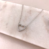925 Sterling Silver CZ Open Heart Necklace