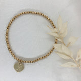 Engravable- Gold Filled Stretch Bracelet with Heart Charm