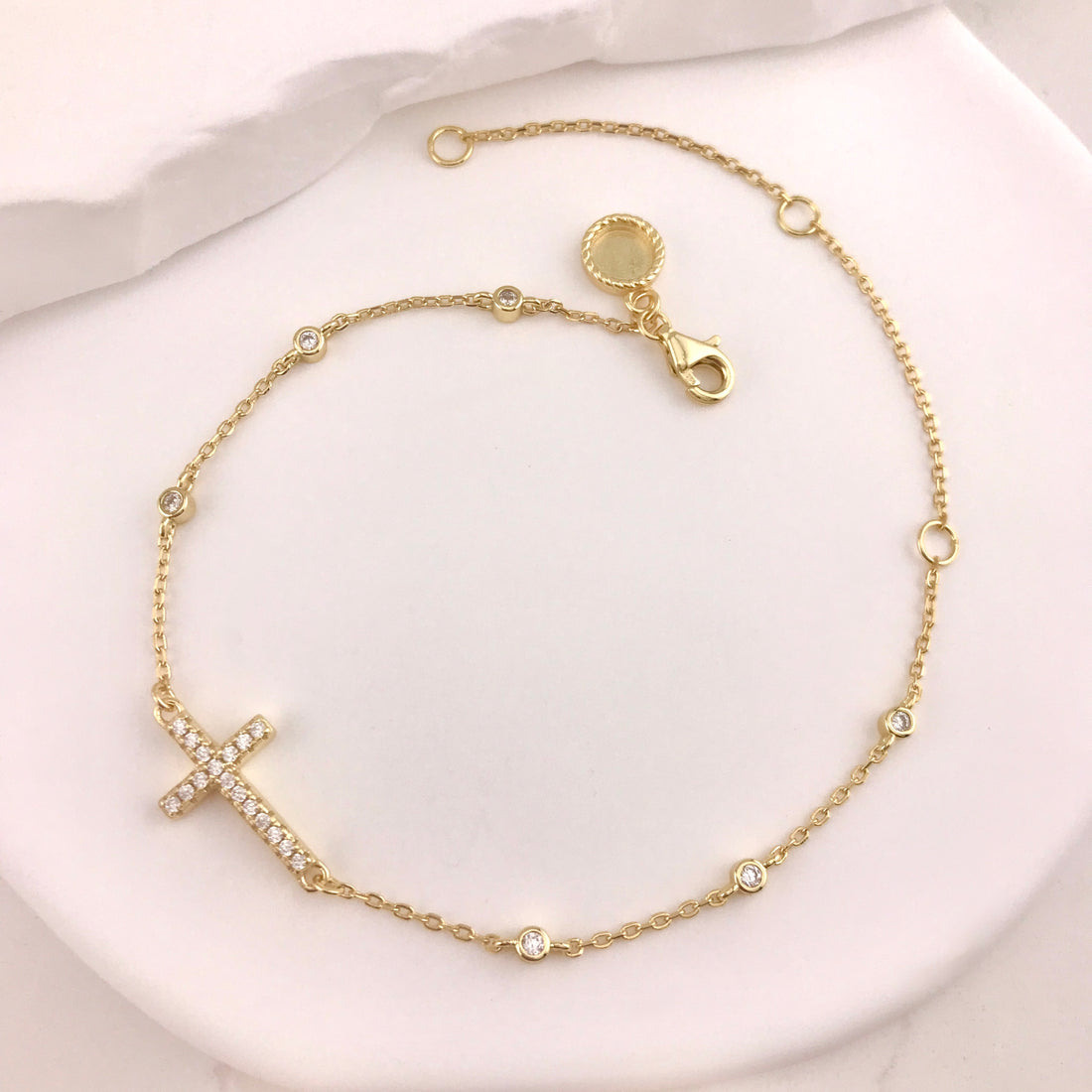 Golden Cross CZ Bracelet