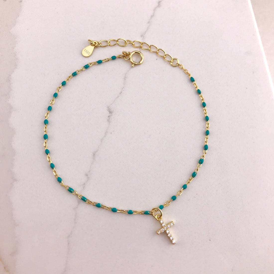 Soft Enamel Cross CZ Bracelet