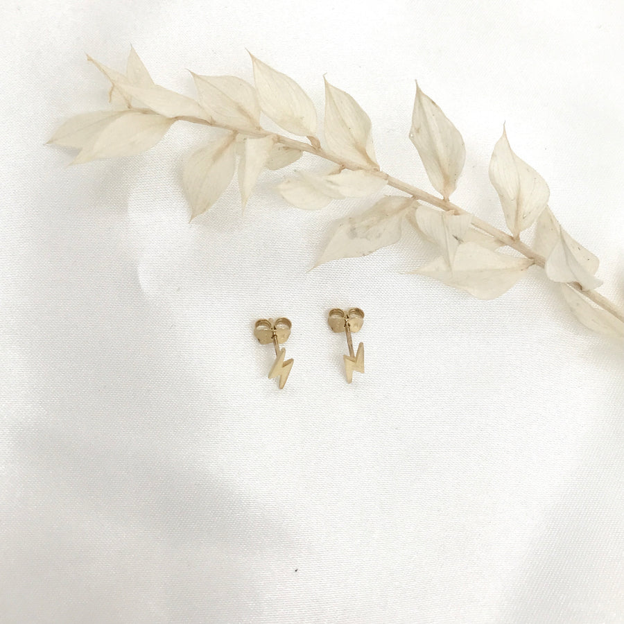 10k Gold Thunderbolt Stud Earrings
