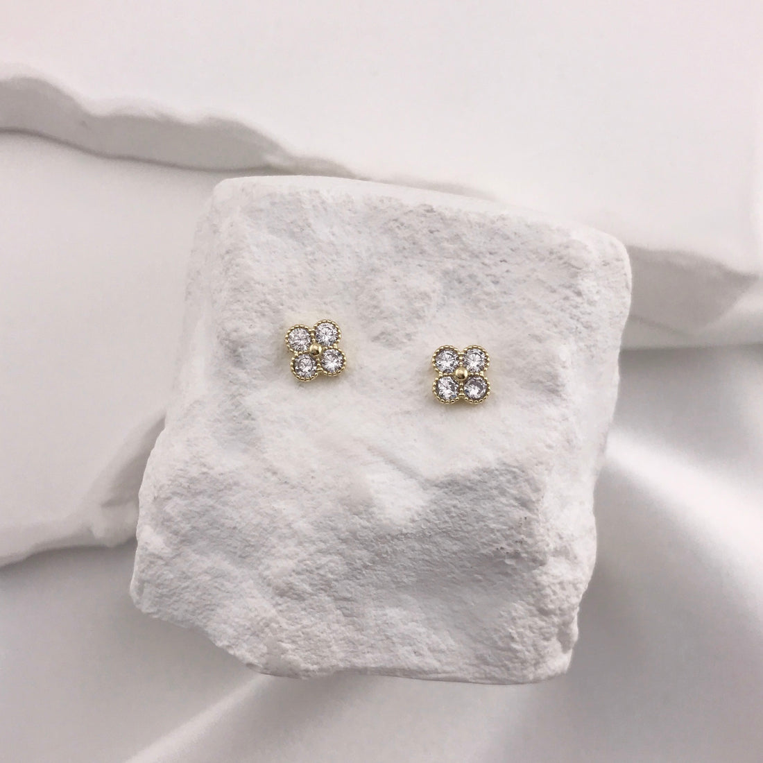 Lucky CZ Clover Studs