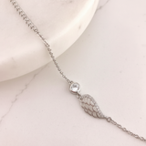 Children's 925 Sterling Silver Angel Wing with CZ Bracelet