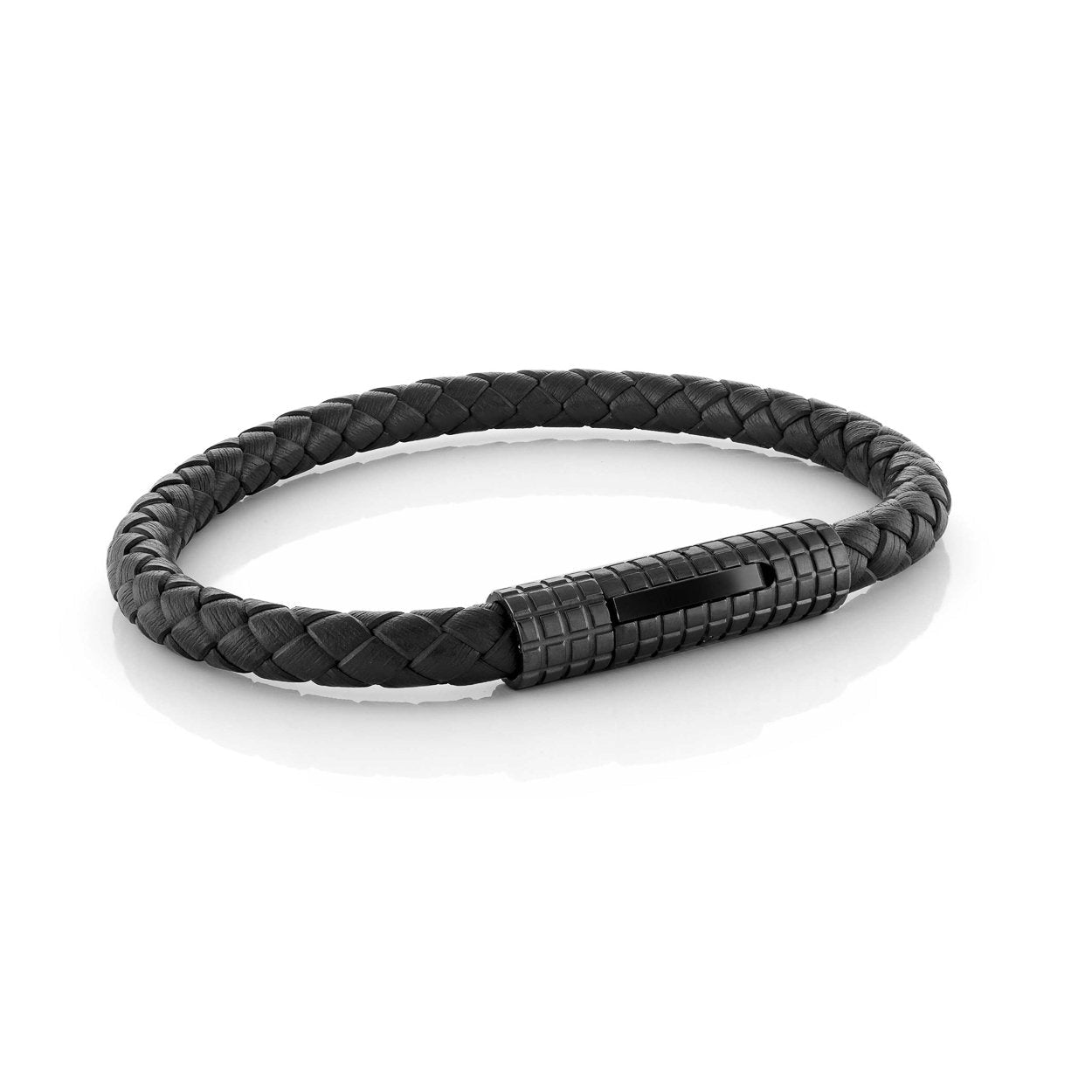 Stainless Steel Design Clasp Braided Genuine Leather Bracelet