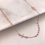 14k Gold Sideways Rosary Necklace