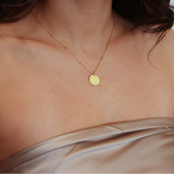 Engravable- 18k/925 Vermeil Disk on Ball Chain Necklace