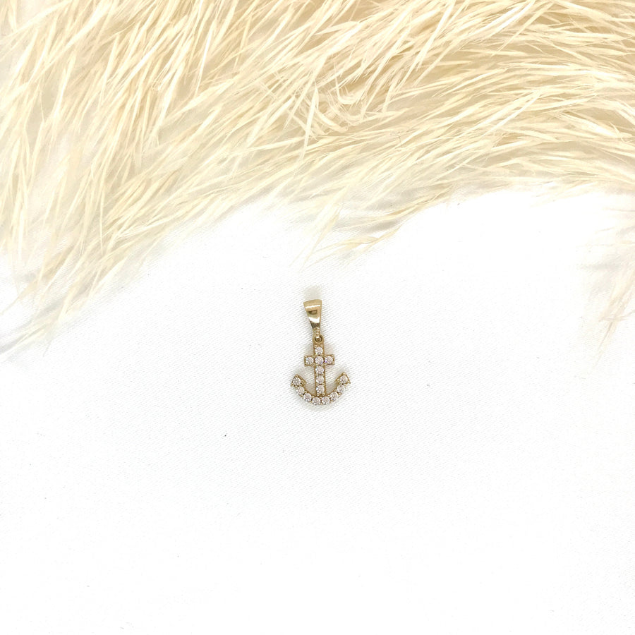 10k Gold Anchor with CZ Pendant
