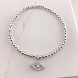925 Sterling Silver Stretch Bracelet with Evil Eye