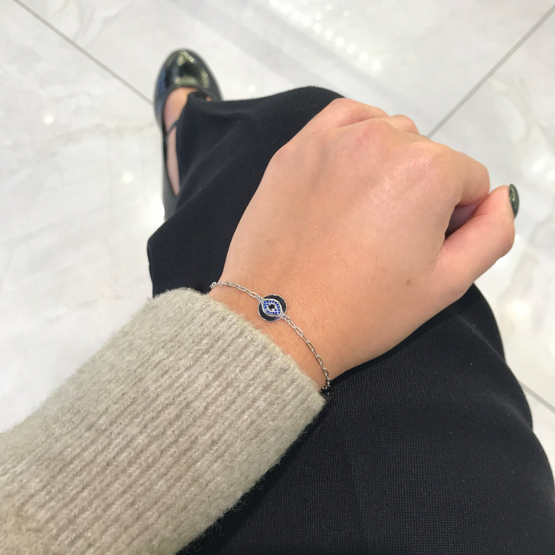 Stella Evil Eye Paperclip Bracelet