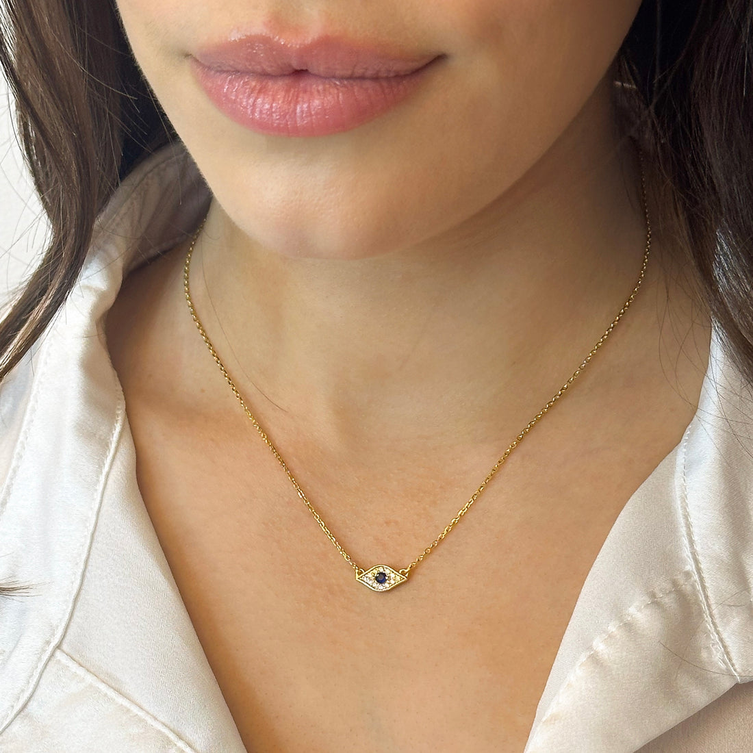 Bold CZ Evil Eye Necklace