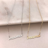 10k Gold Cursive Mama Necklace