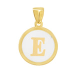 10k Gold White Enamel Letter Disc Necklace