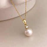 10k & 14k Gold Freshwater Pearl with Diamond Necklace