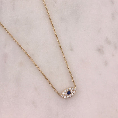 Blue Sapphire Evil Eye Necklace by Miss Mimi