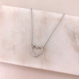 925 Sterling Silver CZ Open Heart Necklace