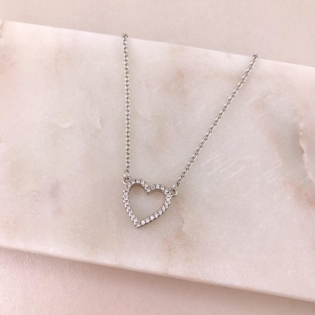 Open Heart CZ Necklace