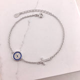 925/18k Vermeil CZ Evil Eye with Cross Bracelet