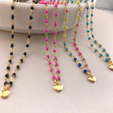 Amen 925/18k Vermeil Enamel Heart Necklaces