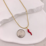 925/18k Vermeil Red Enamel Corno Pendant
