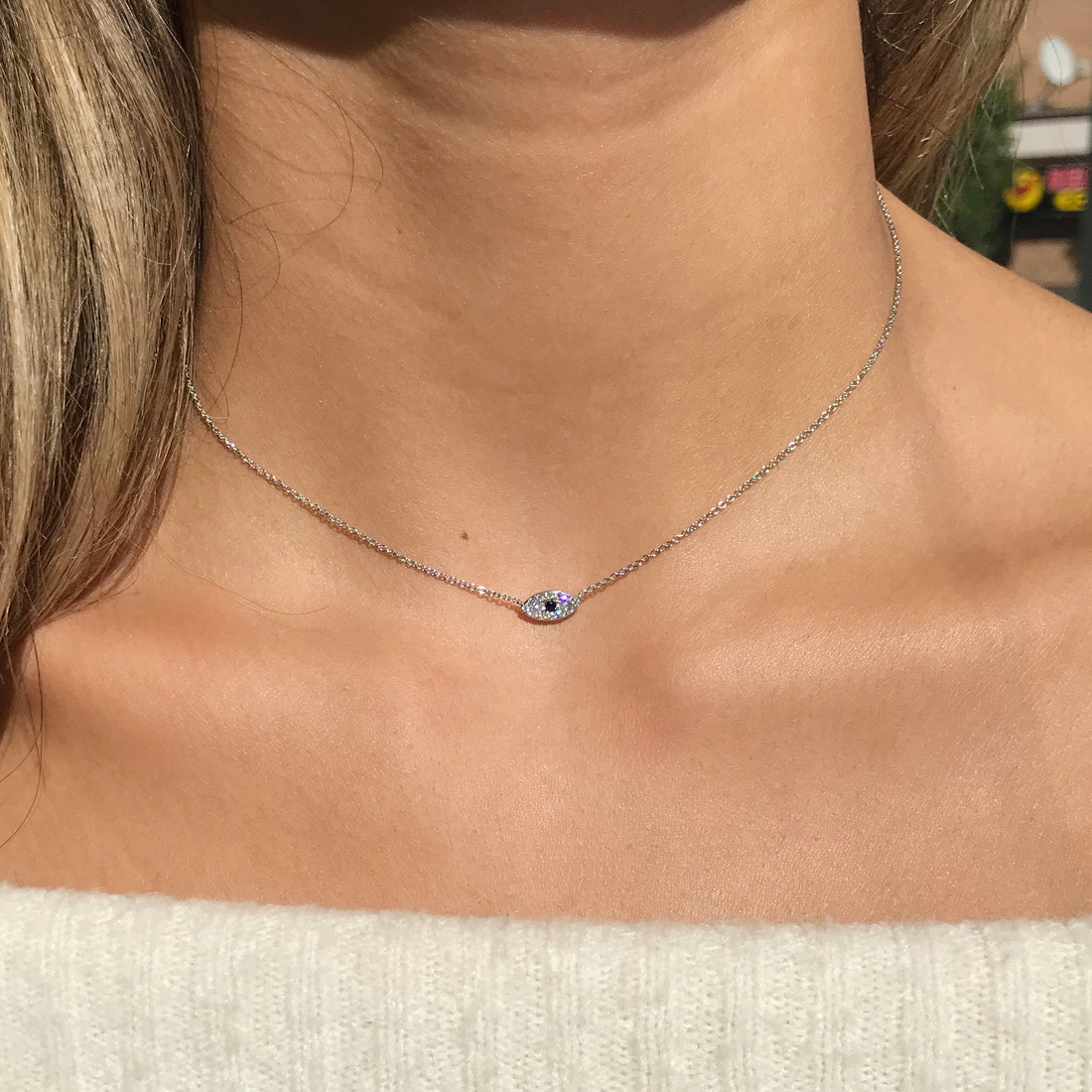 Blue Sapphire Evil Eye Necklace by Miss Mimi