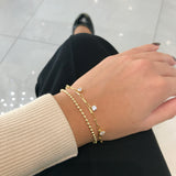 925/18k Vermeil Paperclip Bracelet with CZ Dangle stones