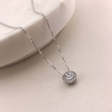 10k Gold CZ Halo Necklace