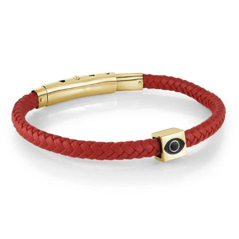 Stainless Steel 6mm Leather & Cubic Evil Eye Bracelet by Ital Gem