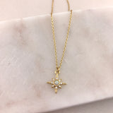 925/18K Vermeil Starburst Necklace with Opal and CZ Stone