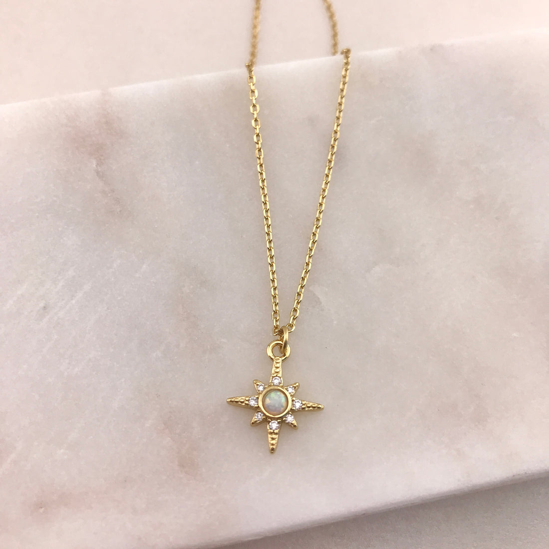 Siena CZ & Opal Starburst Necklace