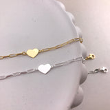 925/18k Vermeil Paperclip with Heart Bracelet