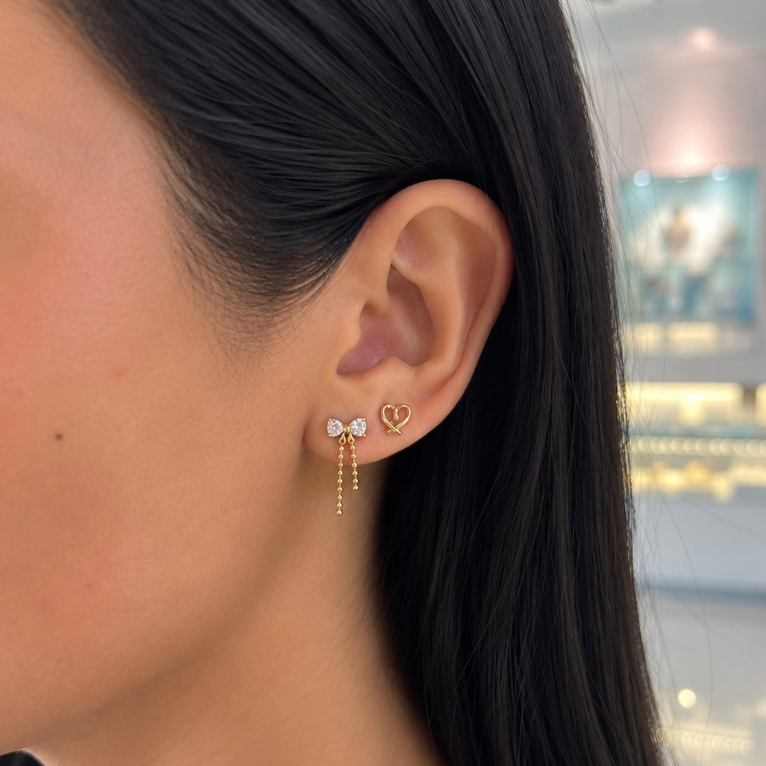 Valentina Ribbon Heart Studs