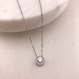 10k Gold CZ Halo Necklace
