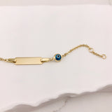 Engravable- Children's 10k Yellow Gold Evil Eye ID Bracelet