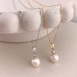 10k & 14k Gold Freshwater Pearl with Diamond Necklace