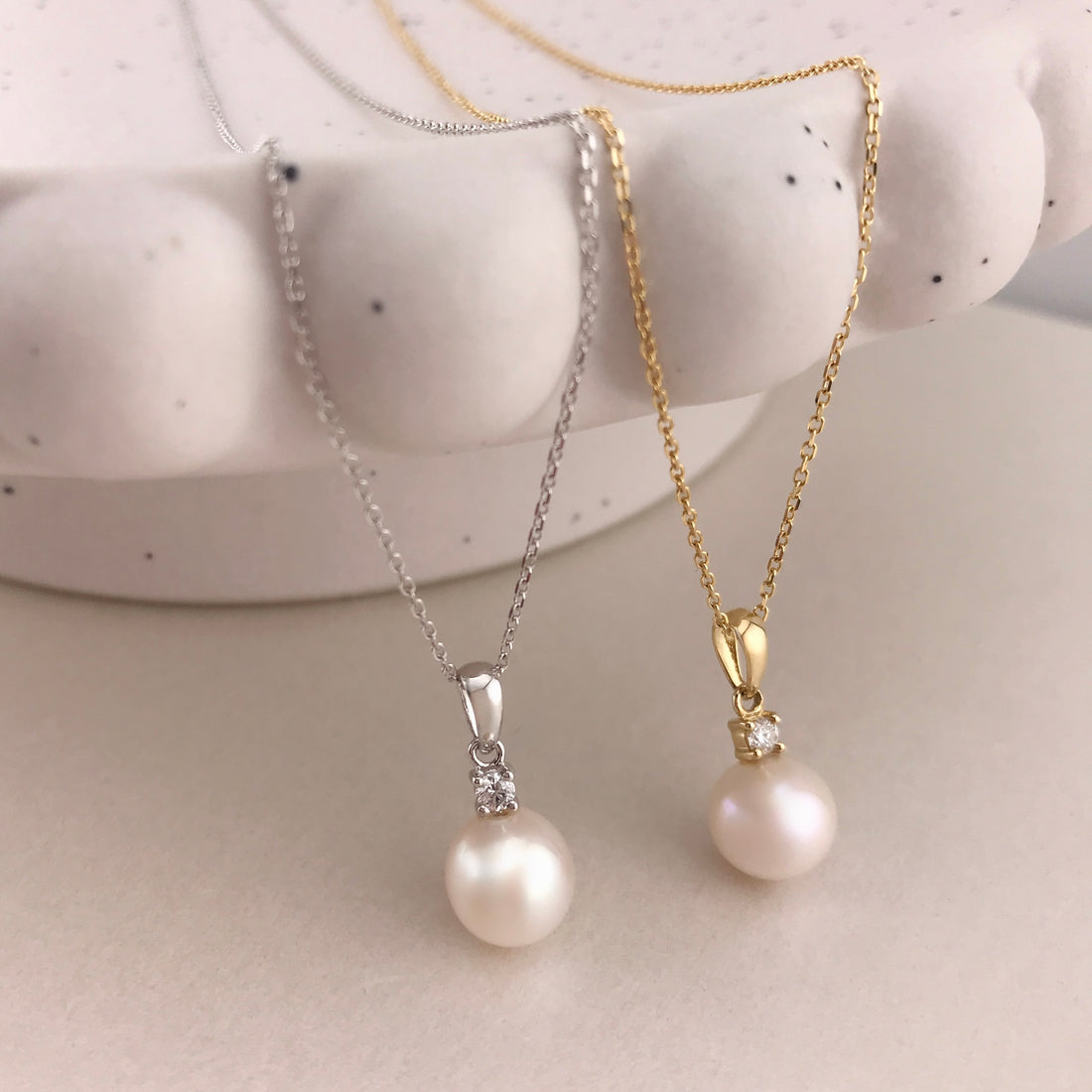 Her Classic Diamond Pearl Necklace