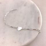 925/18k Vermeil Paperclip with Heart Bracelet
