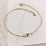 925/18K Vermeil Small CZ Evil Eye Bracelet