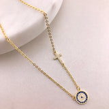 925/18K Vermeil CZ Evil Eye and Cross Necklace