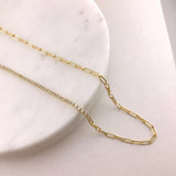 925/18k Vermeil Half Paperclip Half Cubic Zirconia Necklace