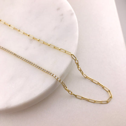 Siena CZ Paperclip Necklace