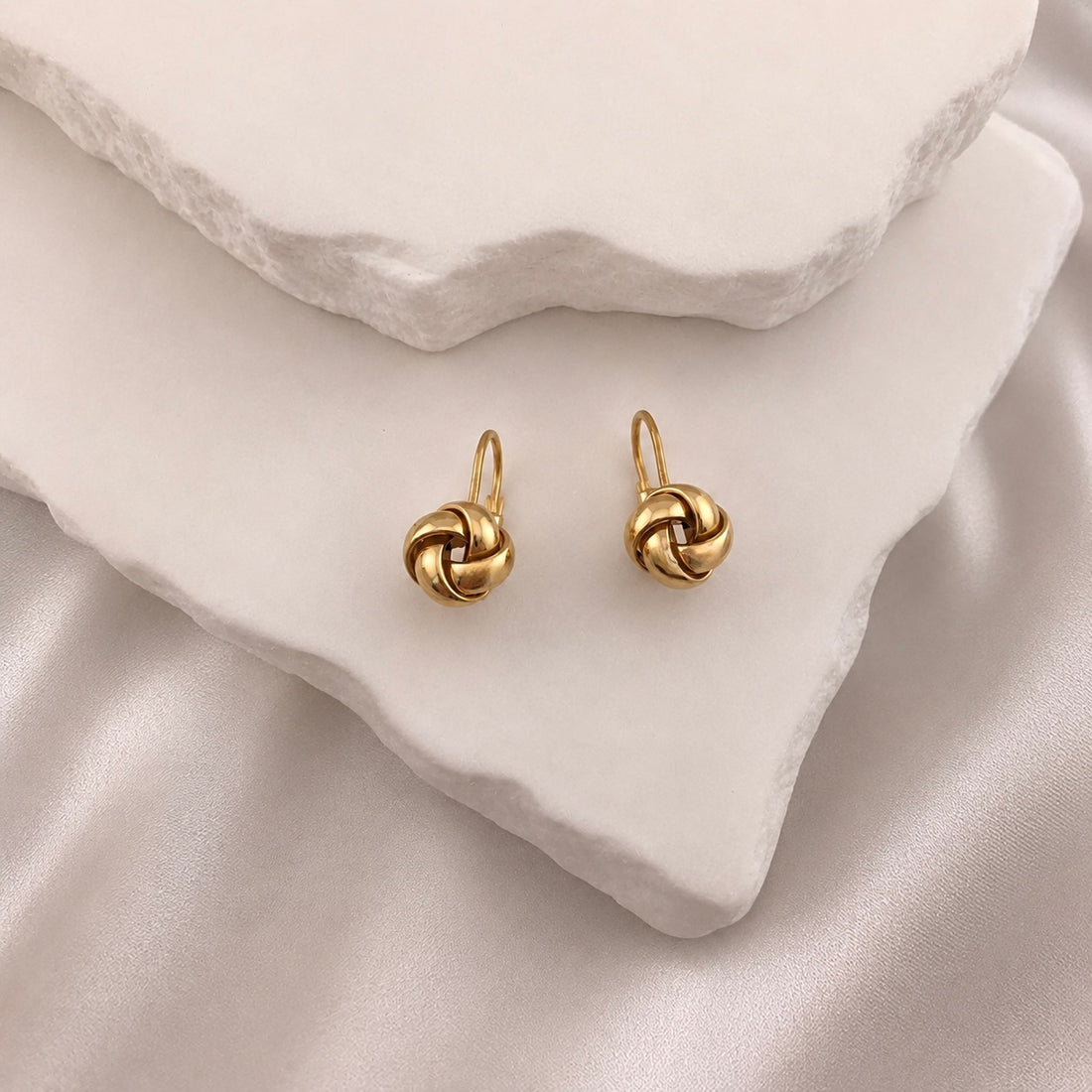 Golden Love Knot Dangle Earrings