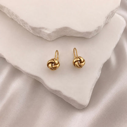 Golden Love Knot Dangle Earrings