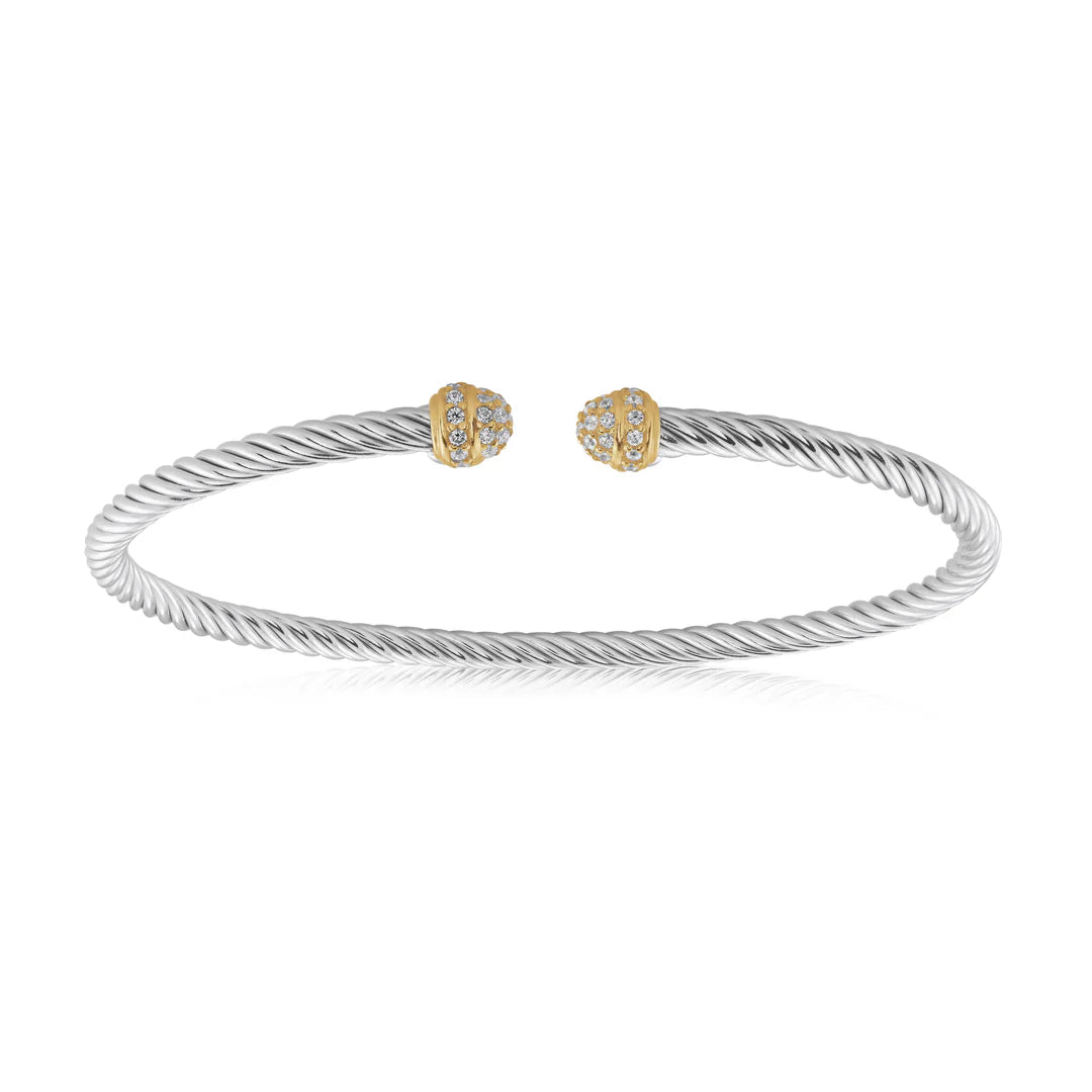 Miss Mimi- 14k/925 Vermeil Cubic Zirconia Pave Twist Bangle