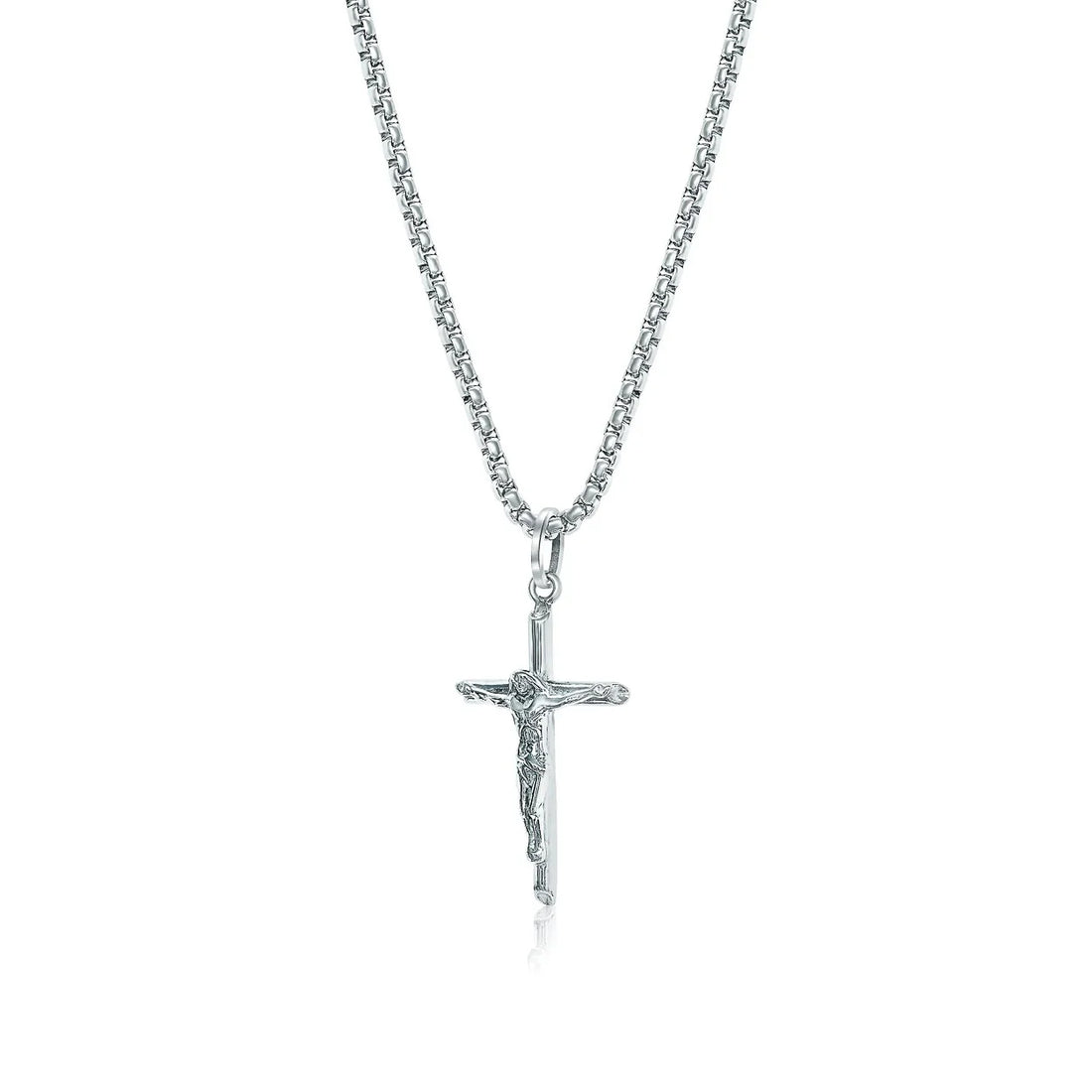 Stainless Steel Tube Crucifix Necklace by Ital Gem