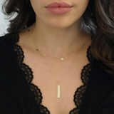 Engravable- 10k Gold Vertical Bar Necklace