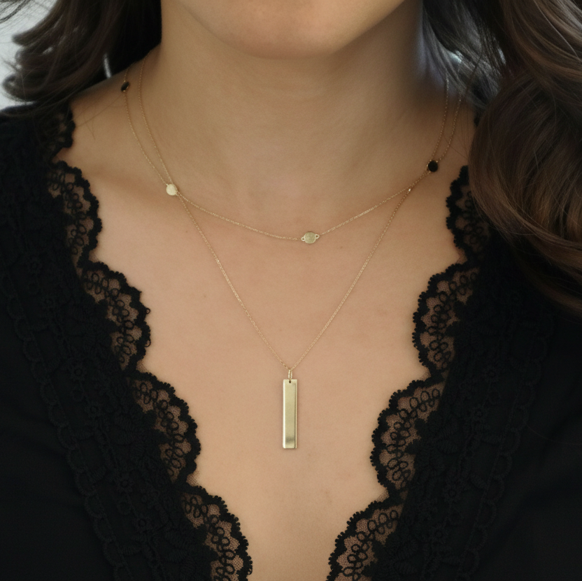 Personalized Gold Vertical Bar Necklace