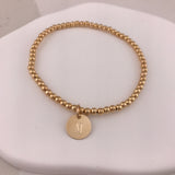 Engravable- Gold Filled Stretch Bracelet with Circle Disc