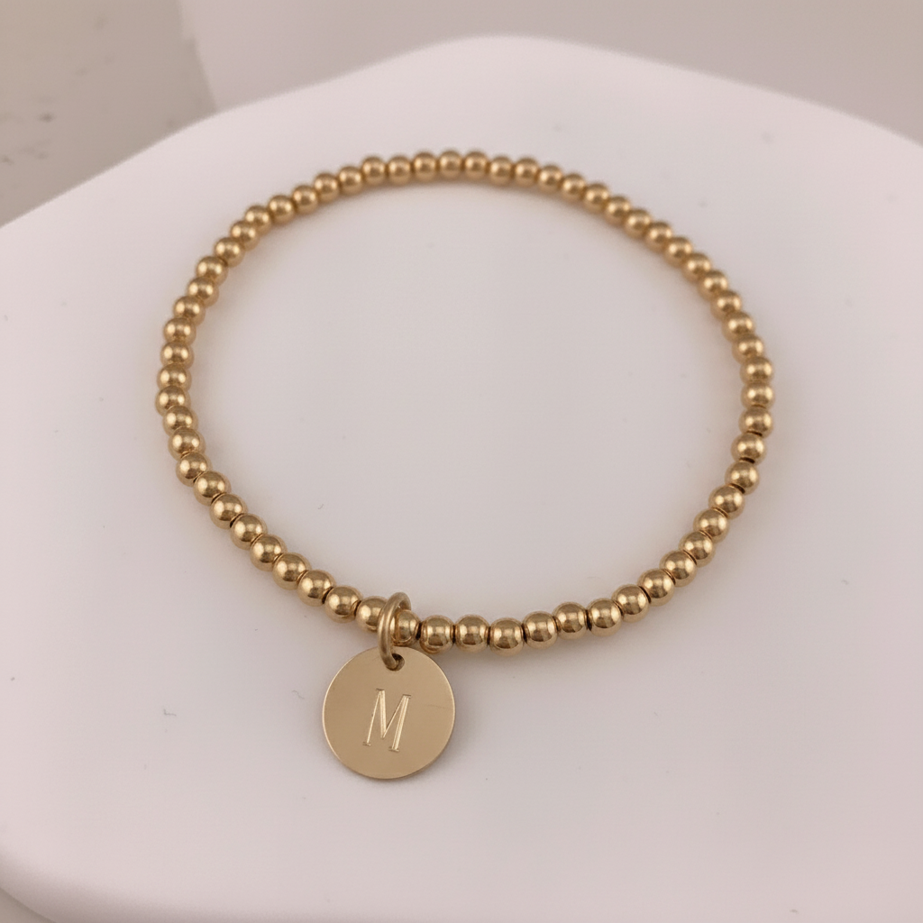 Personalized Disc Gold Filled Stretch Bracelet
