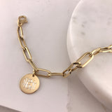 Miss Mimi Engravable Disc - 925/14k Vermeil Thick Paperclip Bracelet